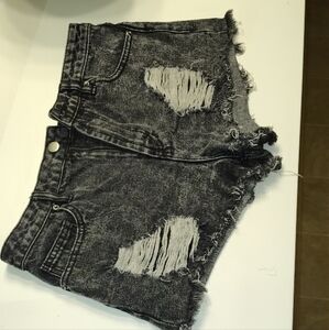 Forever21 Distressed Black Denim Shorts